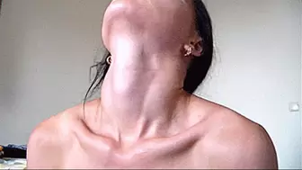 graceful sexy neck of Miss brunette