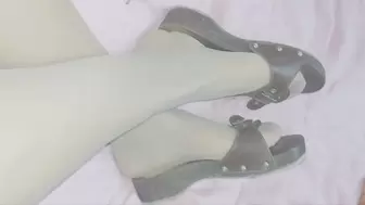 Pantyhose stocking nylon fetish feet legs claro pantyhose and blogs mules shoes slippers wood
