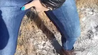 Erika wet her jeans in nature