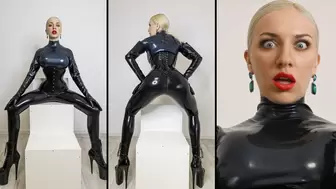 Dominant mistress in totally latex outfit