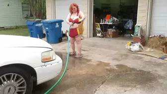 Car wash in and out of my Iron Man Bikini set Part 2 Flashing!