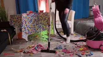 Mila - Vacuuming after the piñata party (Part 01)