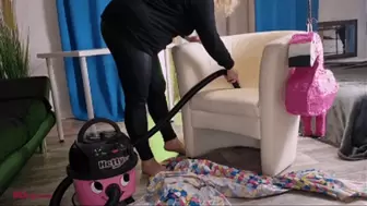 Mila - Vacuuming after the piñata party (Part 2) lots of hoseblocking!