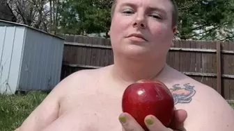 Topless Outdoor Juicy Apple Eating ASMR