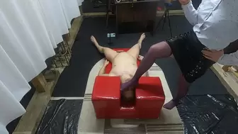 Hardcore ballbusting and facesitting in attic - 3 angles