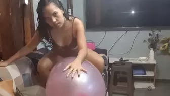 Juju Rides Your BIG PINK GL Airship In A Sexy Brown Dress