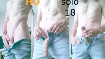 Heteroflexible K solo V81: thin fit muscular hung older twunk jerking in jeans