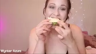 Messy Open Mouth Chewing of Avo Toast and Egg (ID #1849 HD 1080)