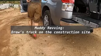 Muddy girl revs truck