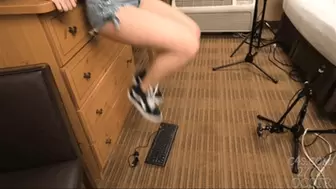 Zoey Chanelle Breaking the Computer Keyboard - Above View 4K
