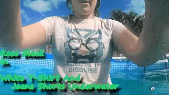 White T-shirt And Jeans Shorts Underwater-WMV