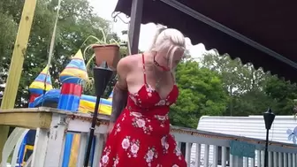 Post Tied Drooling in a Red Summer Dress