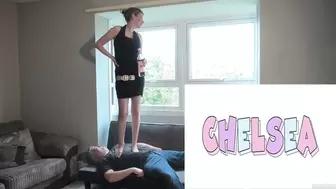 Chelsea Barefoot Standing On Her Slave (4K)