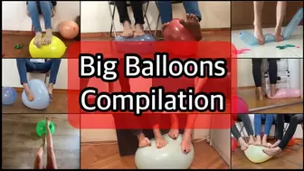 GIRLS PLAYING WITH BIG BALLOONS BAREFOOT AND BALLOON POP - MOV HD
