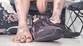 Sweaty Sexy StepMom Giantess Unaware her stepSon shrunk himself to spy on her in her Gets Stuck To Her Sweaty Ass and Feet Puma Sneakers Sweaty Feet & Ass Smother mkv