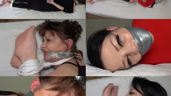 Mother and daughter bound, gagged and foot worshipped by intruder (mp4)