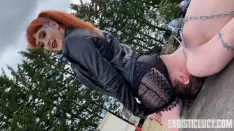 Smothering and face sitting a slave on the truck - Mistress Roo - MP4 HD