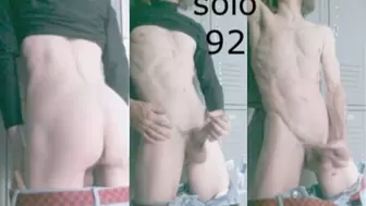 Heteroflexible K solo V92: thin fit muscular hung older twunk hotel employee locker room masturbation