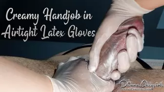 Airtight Latex Gloves Creamy Handjob Closeup