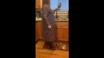 Enjoy Some Upskirt Views Before Deb Leaves For Work Wearing LuLaRoe Dress, Black Stockings & Black IMPO Spiked Kitten Heel Boots With Candid View of Her Coming Home At the End of the Day 3 (11-16-2021)
