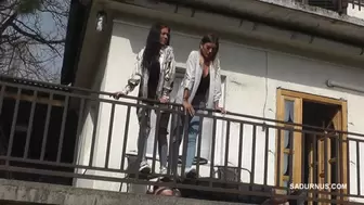 Olga and Natasha are trampling on the terrace mp4