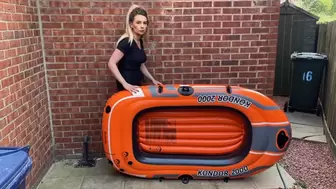 Inflatable boat ride high heel pop while smoking HD