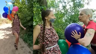 Katya pops all of Nastya's balloons