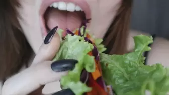 Chewing Up Crunchy Lettuce Wraps - HD