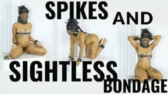 SPIKES AND SIGHTLESS BONDAGE - Sensory Deprived Slut Shows Off Strict Restraints in 1080