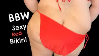 Fat Ass Trans BBW in Red Bikini Horny For You Lick My BBW Ass Big Butt Ass Smelling Nasty Fat Chick with a Dick