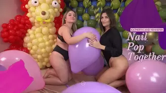 Two Girls Popping Balloons Together! Katty & Yen - 4K