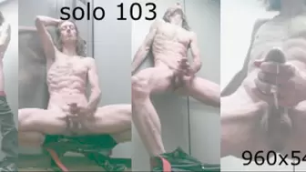 Heteroflexible K solo V103: thin fit muscular hung older twunk hotel elevator nudity and masturbation