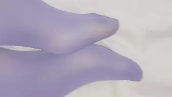 Pantyhose stocking nylon fetish feet legs violet purple