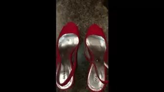 Debbie Sightsees Newport Water Front Wearing Sexy Red Dress & Red Stiletto Spiked Heel Style & Co Sandals & Fucks Hubby In Them After a Night on the town 1