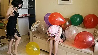 Sex doll pops balloons Full HD