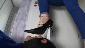 CC - human carpet , dirty black high heels