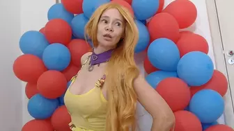 Blowing Up balloons in a porn party for yourself