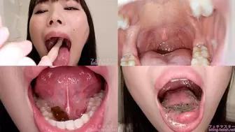 Kozue Minami - Showing inside cute girl's mouth, chewing gummy candys, sucking fingers, licking and sucking human doll, and chewing dried sardines mout-135