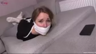 Lil Missy UK in Double Gagged In Sweater On Sofa