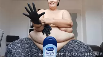 Oily Fat Belly and Boobs Massagewith black Gloves (MP4)