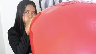 Sexy Teacher Stella Teaches The Class How To Blow To Pop A Huge Balloon