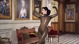 Biceps play in smoky transparent catsuit (4K)