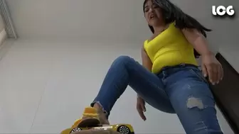 Alejandra Crushes Yellow Car