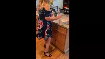 Enjoy Some Upskirt Views as Deb Delights Over Her New Beauty Box Wearing Her Sun Dress and Cum Filled Black DexFlex Wedge Heel Ankle Strap Sandals (7-24-2021)
