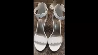 First Fuck In Her New White Patent Stiletto Spiked Heel Worthington Ankle Strap Sandals Wearing Her Green Lacy Lingerie 2