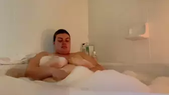 Belly play in a bubble bath!