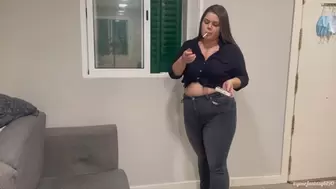 Smoking and farting in black jeans