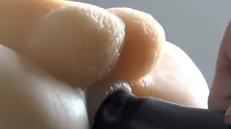 Exposed while pegged by huge cock