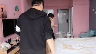 Super tight straight arm pony tied up, cotton socks gagging, orgasm stimulation (Chinese model XiaoBei)