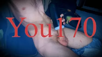 The guy plays with a masturbator and cums with pleasure